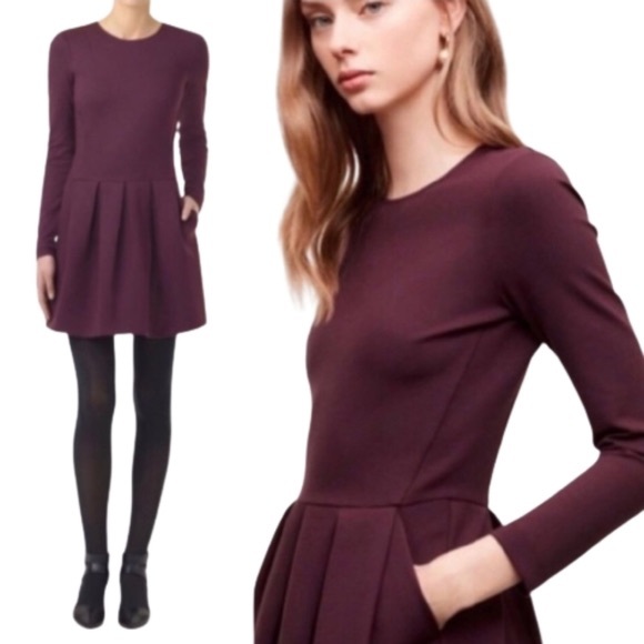 Aritzia Talula Tartine Long Sleeve Purple Dress with Pockets and Exposed Zipper - Picture 2 of 6
